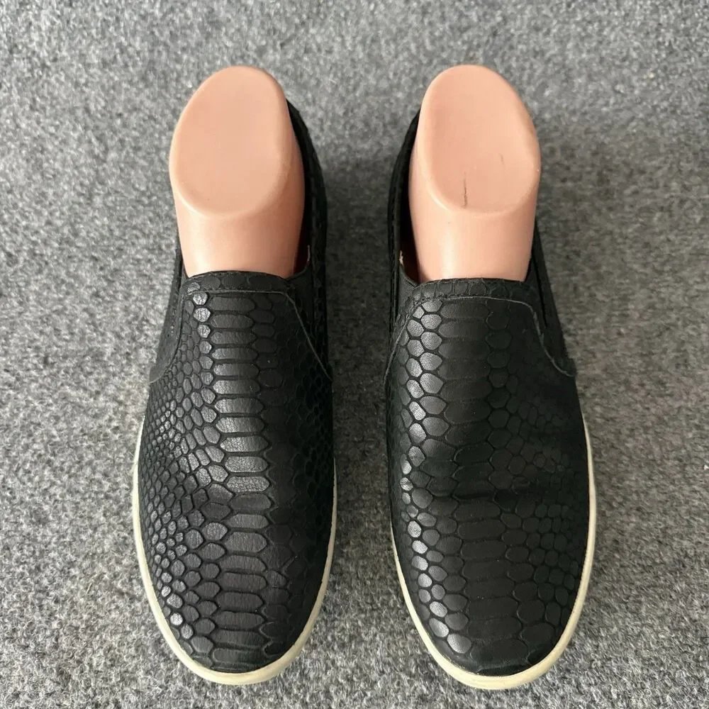 Joie Kidmore Women's Black Snakeskin Embossed Leather Slip On Sneakers 39